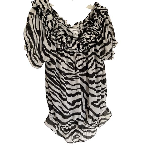 New Allison Taylor Zebra Print Semi Sheer XL Top - Picture 2 of 6